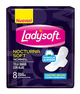 TOALLAS HIGIÉNICAS LADYSOFT NOCTURNAS CON ALAS X 8 UNIDADES