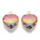 Paquete Dije de 2 corazones de cristal colorido