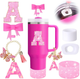 Pink Stanley Cup Accessories Set
