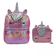 ACCESORY INNOVATIONS MOCHILA DE 2 PIEZAS PARA NIÑA COLOR ROSADO UNICORNIO
