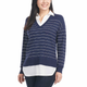 HILARY BLUSA CON SUETER DE DAMA COLOR AZUL/BLANCO TALLA XXL