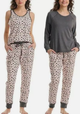 LIVE LOVE LOUNGE T/XL PIJAMA DE 3 PIEZAS PARA DAMA COLOR GRIS/LEOPARDO  TALLA XL