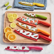 CUISINART SET DE 6 CUCHILLOS CON DISEÑO DE FRUTAS CON REVESTIMIENTO DE CERAMICA Y FUNDAS PROTECTORAS