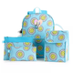 MOCHILA LOVE@FIRSTSIGHT ESTAMPADA CON CARITAS SONRIENTES COLOR CELESTE DE NIÑA 6 PIEZAS
