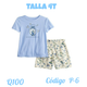 JAMMIES FOR YOUR FAMILIES CAJA NO. 22 PIJAMA CORTA T/4 DE 2 PIEZAS PARA NIÑO  COLOR CELESTE/BEIGE TALLA 4