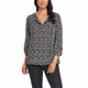 MATTY M 3/4 SLEEVE TIE FRONT TOP COLOR NEGRO CON FLORES BLANCAS TALLA M