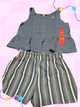 CALVIN KLEIN CAJA NO. 11 TRAJE T/6 DE 2 PIEZAS PARA NIÑA BLUSA AZUL Y PANTALONETA RAYAS AZUL/BLANCO TALLA 6