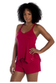 LILAC LONDON PIJAMA T/XS CORTA DE 2 PIEZAS P/DAMA, ROJO TALLA XS