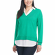 HILARY BLUSA SUETER T/L DE DAMA COLOR VERDE/BLANCO
