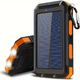 Batería portátil solar, 10000 mAh con conector USB para iluminación, carga, camping, picnic y viajes