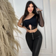 Crop Top Moon Negro una Manga
