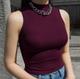 BLUSA DE DAMA MANGA SISA CON CUELLO ALTO VINOTINTO BCD00123
