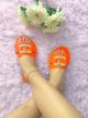 SANDALIA NARANJA BROCHE ORO