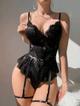 Body de encaje con ligueros LEN162MNG