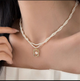 Collar perla dije cuadrado 10225