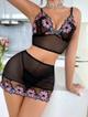 Coordinado transparente bordado LEN153SNG