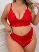 Coordinado de encaje con lazo curvy322XL