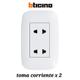 Bticino eco. tomacorriente x2