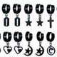 Aretes tipo huggies y con dije acero negro