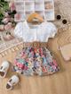 BB2-Top blanco con falda floreada y fajita talla 9-12m