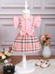 BB1-Vestido rosado cuadros y lazo talla 12-18m (Reventa)