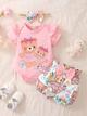 BB2-Mameluco rosado osito short floreado 12-18m