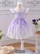 BB1-Vestido tirantes lila con encaje blanco talla 12-18m (Reventa)