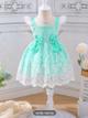 BB1-Vestido tirantes verde menta con encaje blanco talla 12-18m (Reventa)
