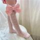 Calcetines lazo gamuza rosados talla 3-5 (Reventa)