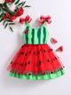 BB1-Vestido de sandía rojo/verde talla 3-6m (Reventa)