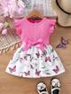 BB1-Vestido estampado mariposa rosado talla 12-18m. (Reventa)
