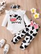 BB2-Mameluco blanco con pantalón de vaca talla 6-9m