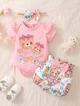 BB2-Mameluco rosado osito short floreado 9-12m