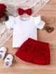 BB2-Blusa blanca falda roja con cintillo talla 12-18m/en camino