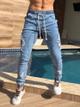 N: 36 Calça / jorgger azul claro rasgado