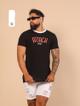 T: M Camisa / Attack Preta Letra laranja #