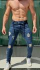N:36 Calça / Rasgada azul cinto preto