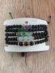 Pulsera balín negro con 3 piedras naturales