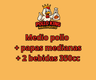Miniatura 1 de Medio pollo + Papas medianas + 2 bebidas 350ml