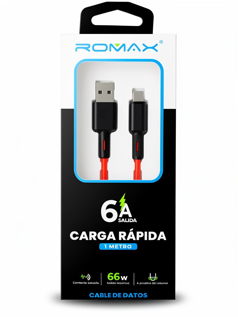CABLE ROMAX CARGA RÁPIDA 66W SALIDA MÁXIMA