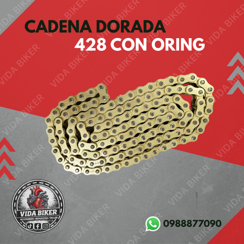 Cadena dorada 428 con oring