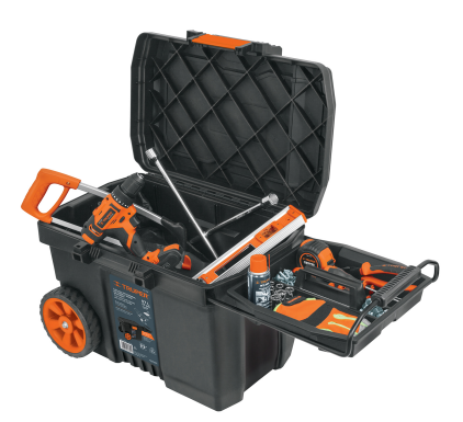 Caja para herramienta, 23"x17" con ruedas, mango telescópico 10902