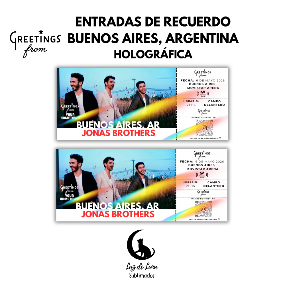 Entradas de recuerdo - JONAS BROTHERS Greetings From ARGENTINA - HOLOGRÁFICA