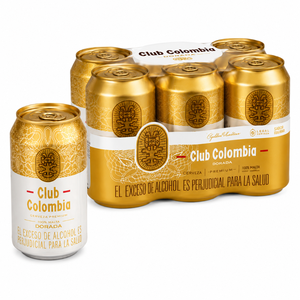 Cerveza club Colombia dorada x6