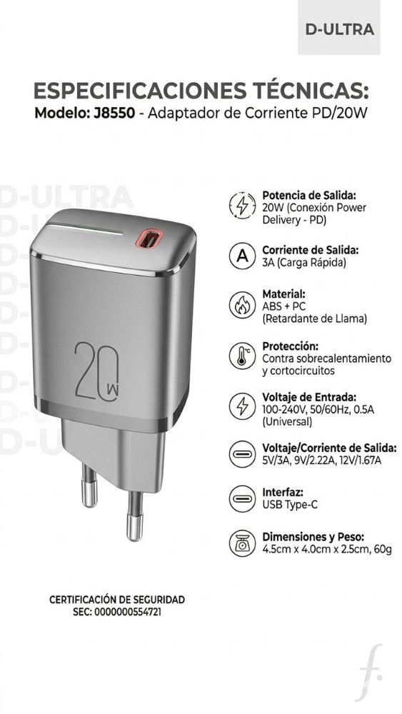 ADAP J8550 c 20w negro