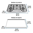 COCINA QUE 6 ACERO FOSET PAE-906ga (6 MESES GARANTIA)