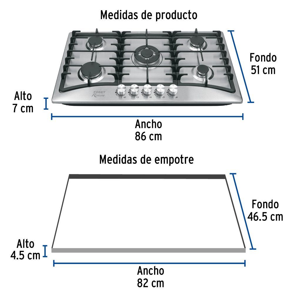 COCINA QUE 5 ACERO FOSET PAE-905ga (6 MESES DE GARATIA)