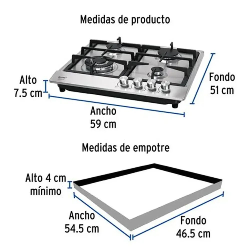 COCINA QUE 4 ACERO PAE-604ga(6 MESES DE GARANTIA)