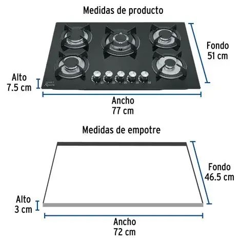 COCINA QUE 5 VIDRIO FOSET PAE-755gv (6 MESES DE GARATIA)