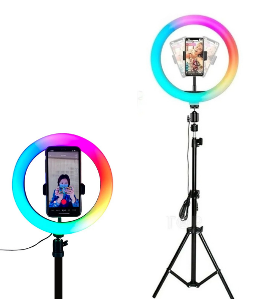 ARO DE LUZ 30 CM LED RGB CALIDA FRIA + TRIPO 2.10M